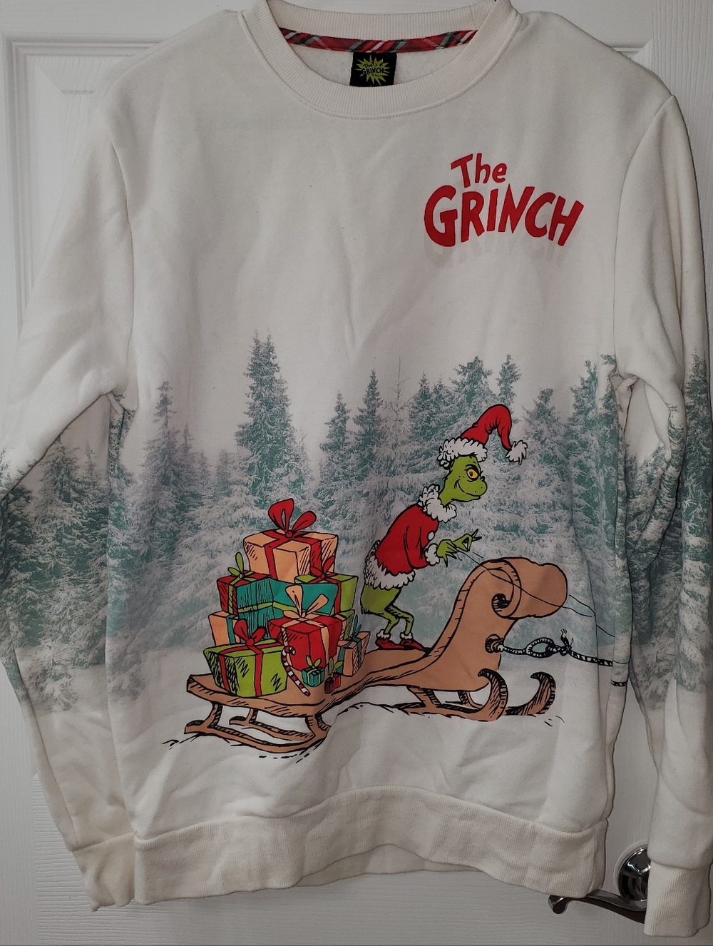 Universal Cream Spirit Jersey with Red and Green Plaid Trim
